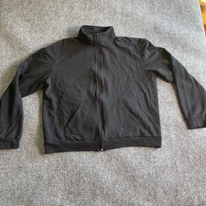 American Apparel California Fleece Zip Up Jacket Mens XL Black Mock Neck USA